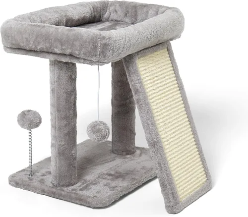 Miniatura 7 de Árbol para gatos de 17.1 pulgadas, torre pequeña con poste para arañar para gatos de interior, gris