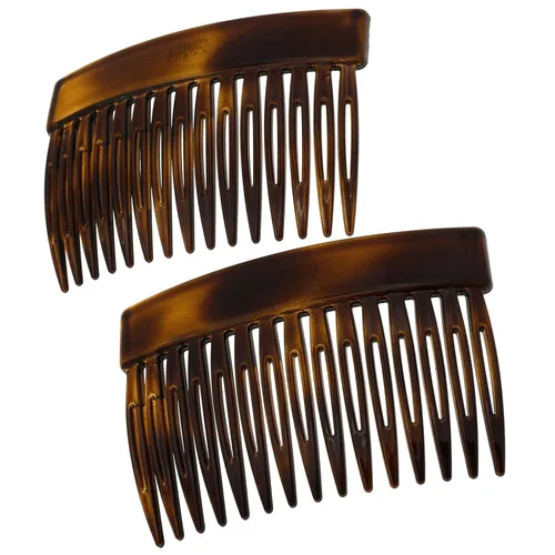Camila Paris CP2942 - Peine lateral francés para el cabello, concha pequeña de tortuga, peines de pelo con torsión francesa decorativos, pinzas para