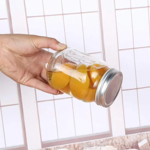 Miniatura 4 de Tarros de vidrio de boca regular, frascos de vidrio de 14 onzas con tapas herméticas de metal plateado para preparación de comidas, almacenamiento