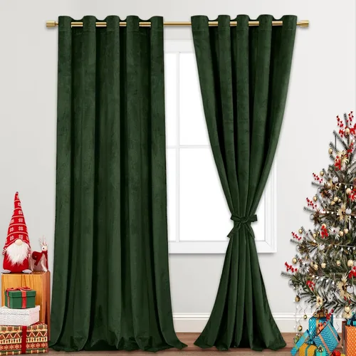 Miniatura 118 de JIUZHEN - Cortinas de terciopelo gris de 63 pulgadas opacas para sala de estar - Cortinas gruesas de terciopelo con ojales para ventana
