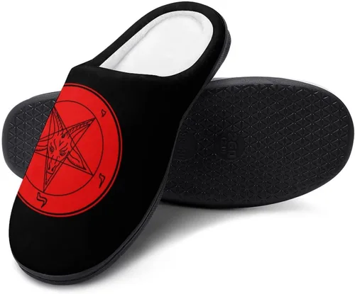 Miniatura 5 de Satanic Baphomet Goat Symbol - Pantuflas de algodón para hombre, de espuma viscoelástica, lavables, antideslizantes, zapatos para casa