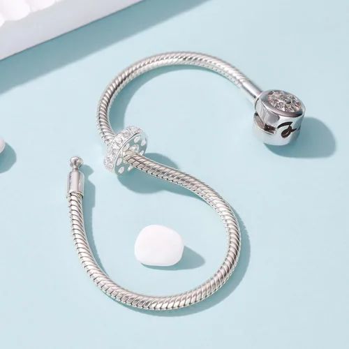 Miniatura 63 de 925 plata esterlina espaciador encanto grano con CZ transparente para pulseras Pandora Charms