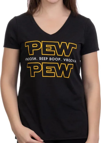 Pew Pew Wars - Camiseta divertida de ciencia ficción con estrellas espaciales para niñas geek y mujeres
