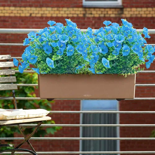 Miniatura 2 de 20 paquetes de flores artificiales para exteriores, flores falsas resistentes a los rayos UV, arbustos de plástico sintético para decoración Azul