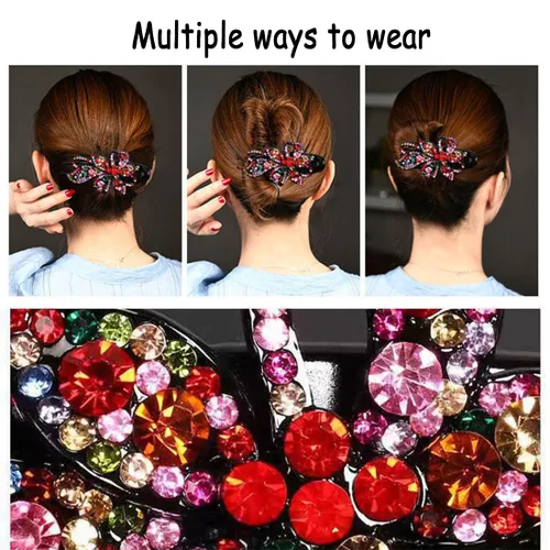 Miniatura 4 de 4 pinzas decorativas con diamantes de imitación brillantes para cabello fino, pasadores de graduación, pinzas de diamante con accesorio
