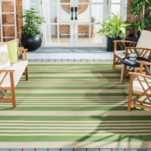 Miniatura 65 de SAFAVIEH Courtyard Collection - Alfombra decorativa, 2.3 x 5 pies, beige y verde oscuro, para interior/exterior, resistente a la intemperie