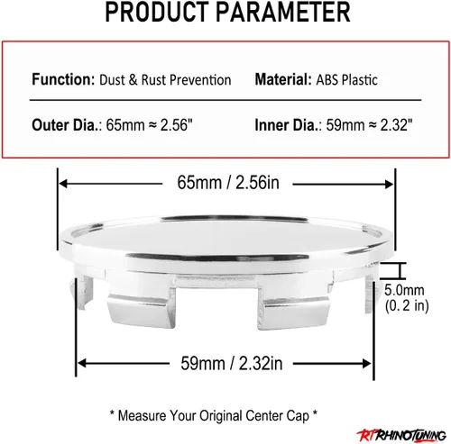 Miniatura 2 de RTRHINOTUNING 4 copas centrales para rueda de 65 mm compatibles con Mustang 2001-2004, Focus 2002-2004, F150 2010-2014, diámetro exterior: 2.56"/ 65