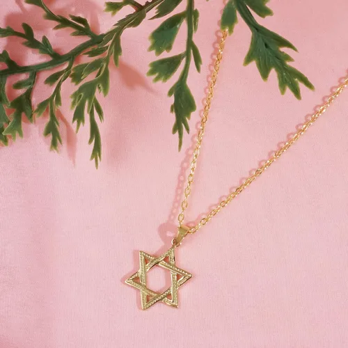 Miniatura 3 de PORI JEWELERS Colgante hexagonal de oro amarillo de 14 quilates con diseño de estrella de David, joyería fina, el mejor regalo de bendición