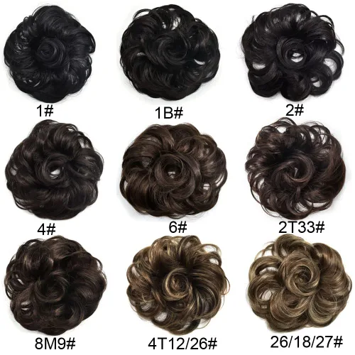 Miniatura 7 de Extensiones de cabello de moño desordenado, rizado, ondulado, sintético, con moño, recogido, para mujeres y niñas (R12# castaño caoba)