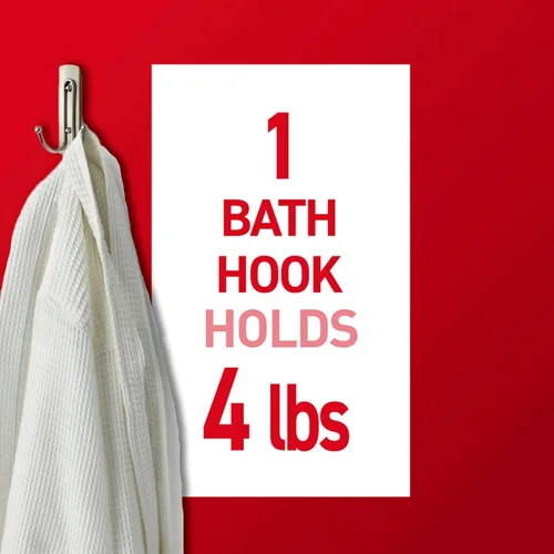 Miniatura 4 de Gancho de baño doble, para colgar, grande, BATH36-SN-ES, de níquel satinado, 1 gancho, 1 tira grande resistente al agua, BATH36-SN-ES
