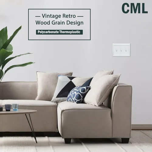 Miniatura 6 de CML - Placa de pared clásica con triple interruptor de palanca, cubierta de salida de 3 bandas, paquete de 2, placa de pared con diseño de grano