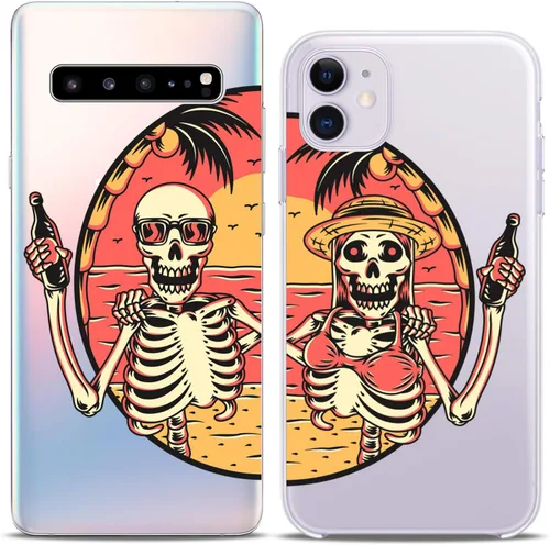 Miniatura 3 de Fundas a juego para parejas compatibles con iPhone 14 13 Pro Max 12 Mini 11 Xs 6s 8 Plus 7 Xr 10 SE 5 Clear Funny Pair Skeleton Cover Colorido