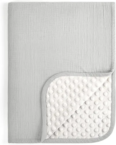 Miniatura 15 de lulumoon Mantas para Bebé Unisex para Recién Nacidos: Respaldo Térmico Minky con Puntos - Manta de Recepción de Muselina para Esenciales de Bebé