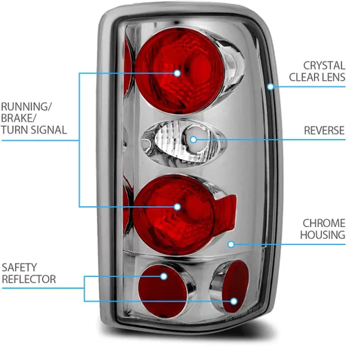 Miniatura 4 de AmeriLite Juego de luces traseras de freno cromadas de repuesto para Chevy Suburban/Tahoe - lado del pasajero y del conductor Cromo