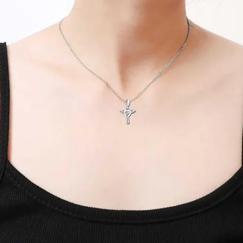 Miniatura 4 de KunBead Corazón Cruz Guardián Angel Wing Regalo de cumpleaños para la abuela Hermana Mamá Charms para pulsera collar