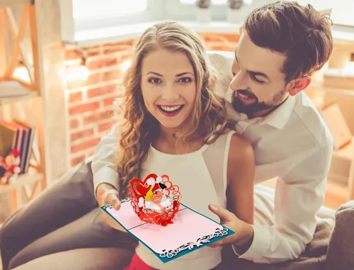 Miniatura 3 de FLYAB Tarjeta desplegable para el día de San Valentín, tarjeta de San Valentín desplegable para ella, él, novia, novio, esposa, marido, regalo
