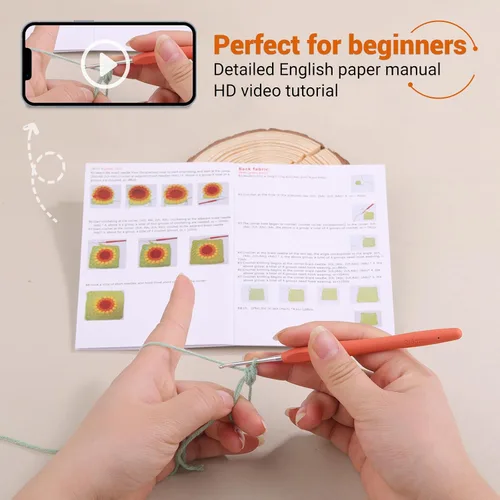 Miniatura 3 de Fedmut Kit de ganchillo para principiantes, kit de inicio de ganchillo Phonebag con tutoriales en video e hilos, gancho, accesorios