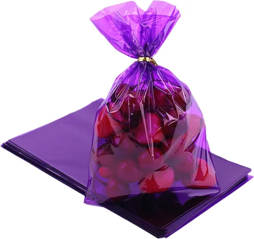 Miniatura 7 de CC wonderland zone Bolsas de celofán amarillas – Paquete de 50 bolsas de plástico de celofán de regalo con lazos, para dulces de galletas, regalos
