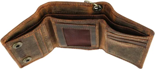 Miniatura 5 de Cazoro - Cartera de cuero vintage con cadena triple RFID para hombre