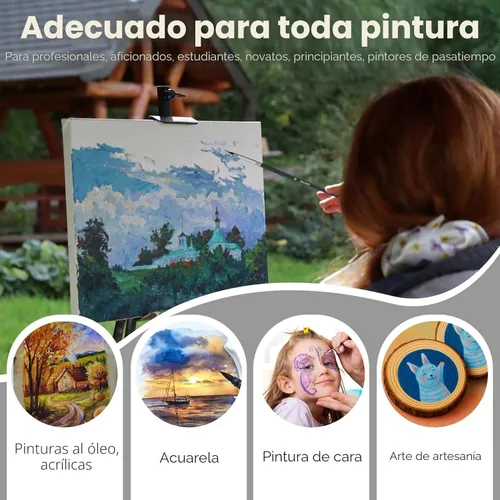 Miniatura 6 de Bougimal Juego de 33 pinceles de pintura, pinceles de pintura artística para pintura acrílica, óleo, acuarela, gouache, con pincel plano redondo