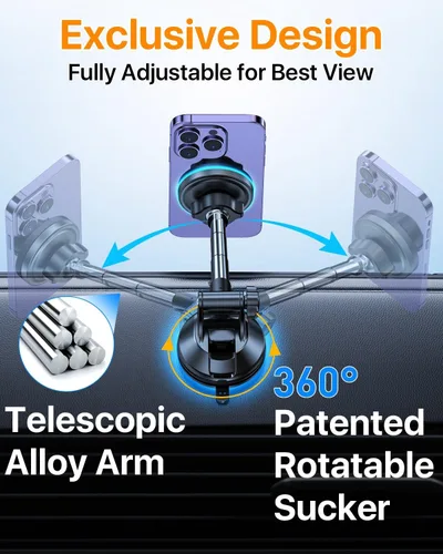 Miniatura 8 de YRU Soporte magnético mejorado para teléfono para automóvil, patentado y súper imán: para montaje MagSafe, tablero de instrumentos, soporte