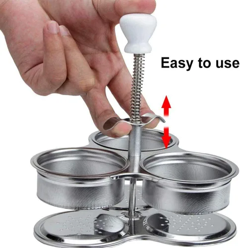 Miniatura 7 de Zerodis Huevo, acero inoxidable antiadherente para hacer huevos escalfados, vaso de caldera de huevos, regalo para padres, madres y amigos (plateado)