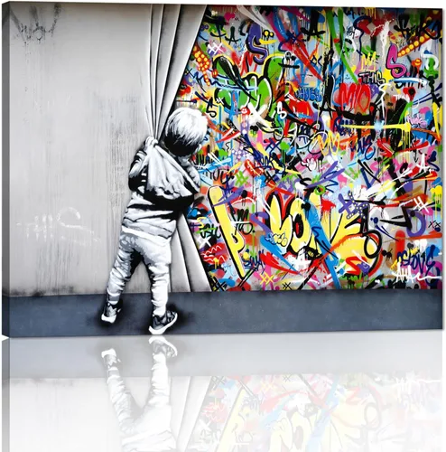 Miniatura 77 de Yatsen Bridge Arte Callejero Clásico Banksy Graffiti Arte de Pared Detrás de la Cortina Pósters Pinturas en Lienzo Imágenes de Graffiti Coloridas