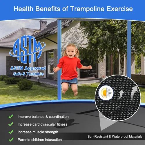 Miniatura 2 de Giantex Trampolín para niños y adultos, aprobado por ASTM 8, 10, 12, 14, 15, 16 pies, trampolín grande con escalera, tubos de acero de grosor