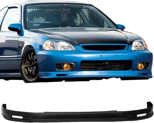 Miniatura 10 de FREEMOTOR802 Divisor de parachoques delantero compatible con Honda Civic Sedán 1992-1995, estilo Type-R sin pintar, negro, PP, alerón de mentón