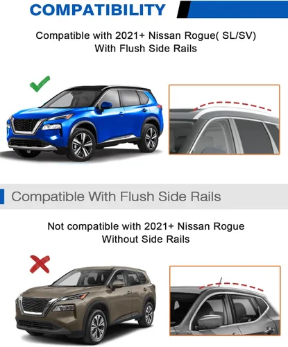 Miniatura 2 de Wonderdriver Barras Transversales de Techo Bloqueables 260lb Compatibles con Nissan Rogue 2021-2026 (con Rieles de Techo Empotrados), Rieles