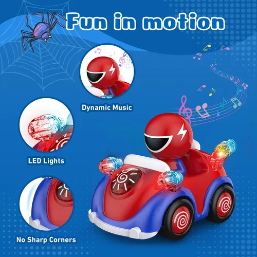 Miniatura 4 de NQD Coche de control remoto para niños pequeños, coches RC con música y luces, material ABS, juguetes de coches de carreras de dibujos animados RC