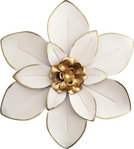 Miniatura 12 de Decoración de pared de flores de metal, escultura floral rústica moderna de 10 pulgadas, colgante de pared de hierro envejecido, decoración