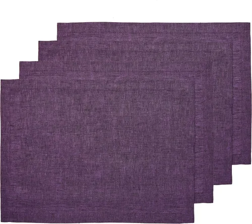 Miniatura 23 de Solino Home Athena - Juego de 4 manteles individuales cuadrados de lino natural claro de 14 x 14 pulgadas, manteles individuales 100 % lino puro