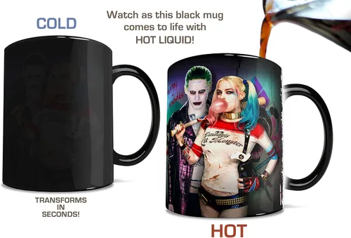Miniatura 3 de Morphing Mugs Suicide Squad The Joker and Harley Quinn Heat Reveal - Taza de café de cerámica, 11 onzas