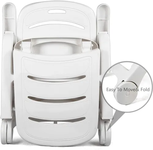 Miniatura 4 de Giantex Tumbona plegable con ruedas, silla de patio al aire libre, tumbona ajustable con ruedas reclinable de 5 posiciones con reposabrazos
