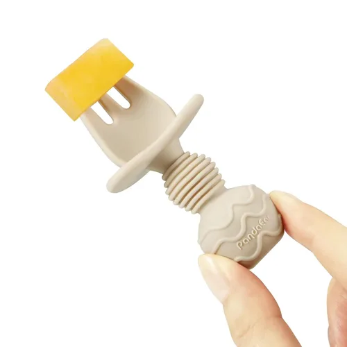 Miniatura 3 de PandaEar Paquete de 4 tenedores de cuchara de destete de silicona para bebés, juego de utensilios de autoalimentación para el primer entrenamiento