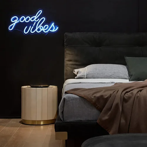 Miniatura 4 de DECANIT Letrero de neón Good Vibes azul hielo, luz LED genial para decoración de pared, sala de juegos, cueva de hombre, bar, configuración