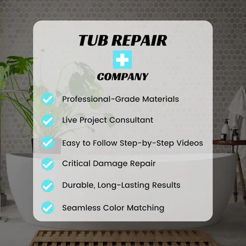 Miniatura 5 de Kit de reparación de bañera para grietas en el piso con color a juego, kit de reparación de fibra de vidrio resistente, reparaciones sin costuras