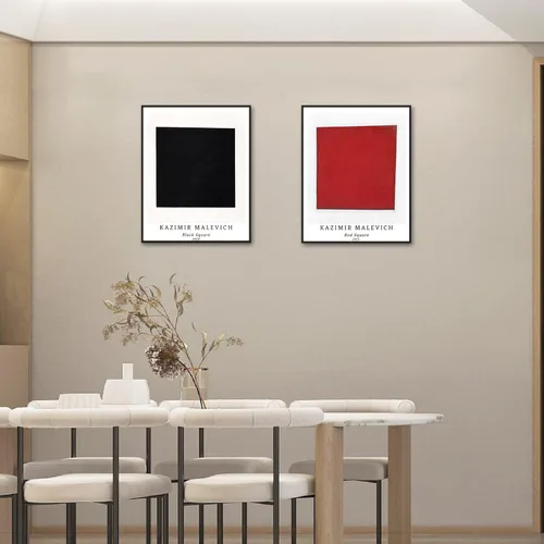 Miniatura 5 de Berkin Arts Juego de 4 impresiones artísticas sin marco, arte giclée de 8 x 10 pulgadas, arte geométrico abstracto, decoración de baño, cuadrado