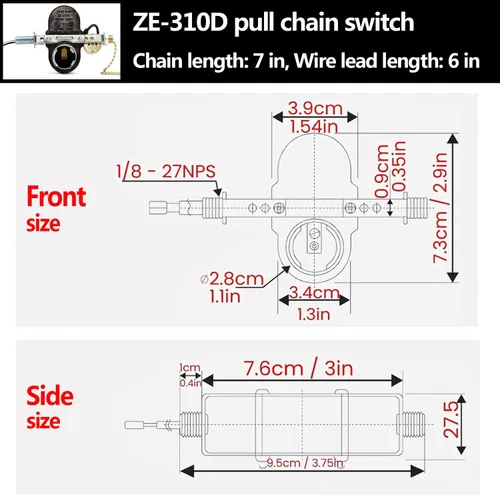 Miniatura 3 de Ventilador de techo con interruptor de zócalo de 2 luces Zing Ear ZE-310D ZE-109M, interruptor de cadena de tracción para lámpara de ventilador