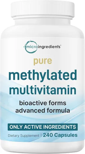 Micro Ingredients Multivitamínico metilado puro, 240 cápsulas | Fórmula 19 en 1 con vitaminas C, D, B12, folato, magnesio, zinc y más | Apoya el
