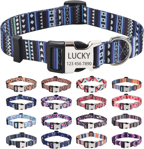 Miniatura 10 de Collares de perro personalizados – Collar floral personalizado con nombre y número de teléfono – Tamaños ajustables para perros pequeños, medianos