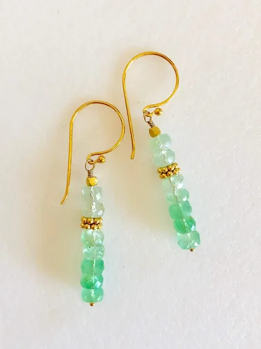 Miniatura 2 de Aretes de piedra lunar verde lima, aretes de piedra lunar degradada, delicados colgantes de piedra lunar, aretes de piedras preciosas, novia, oro