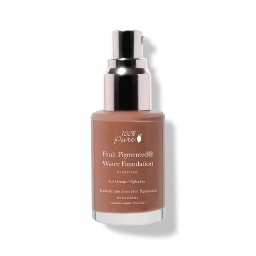 100% PURE Water Foundation - Maquillaje hidratante de cobertura completa, acabado húmedo ligero, corrector hidratante normal y seca, color de