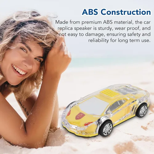 Miniatura 6 de Yoidesu Altavoz Bluetooth para coche, estilo retro con luces LED, 8.7 pulgadas USB recargable, amarillo