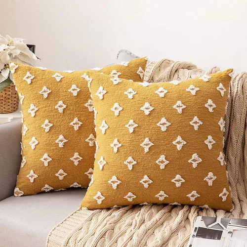 Miniatura 8 de MIULEE Juego de 2 fundas de almohada decorativas de jacquard rómbico, funda de cojín cuadrada suave para sofá, cama, dormitorio, sala de estar, 16 x