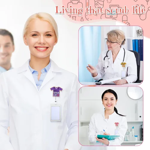 Miniatura 3 de Qilery 14 piezas de carrete retráctil para enfermera, soporte de clip de insignia CNA para enfermera, médico, vida, enfermera, regalos de la semana