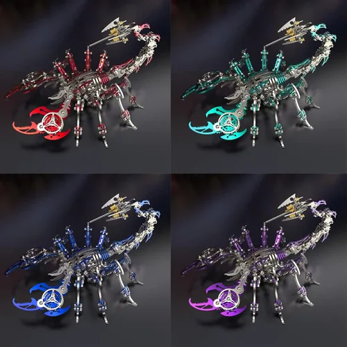Miniatura 5 de Rompecabezas de metal 3D verde para adultos Scorpion, kit de modelo de metal 3D colorido para construir con herramienta, kits