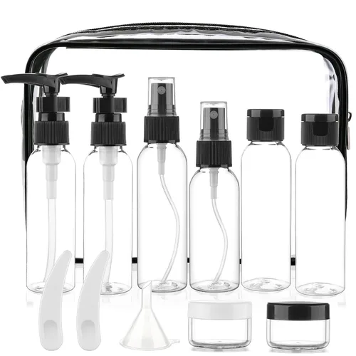 Cosywell Botellas de tamaño de viaje para artículos de tocador, paquete de 13 botellas de aseo aprobadas por la TSA de 2 onzas, kit de viaje a