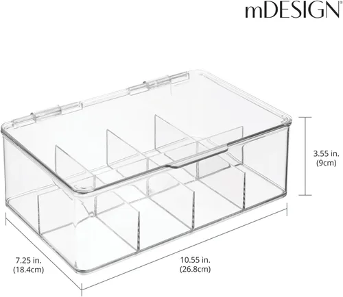 Miniatura 4 de mDesign Caja de almacenamiento de plástico para botiquín de primeros auxilios con tapa superior transparente para baño, cocina, armario, cajón